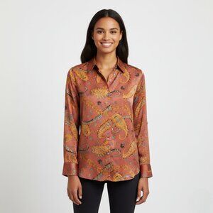 NWT Haver + Blair Paisley Print Button-Up Blouse